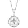 925 Sterling Silver Cross Medal Cubic Zirconia Pendant Necklace for Girls 18''