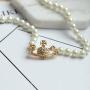FENLDY Rhinestone Faux Planet Saturn Pearl Necklace for Women Jewelry, Fake Pearl Collar Pendant a Necklace Men with Charm for Girls Y2k Jewelry Ladies Wedding Pearl Bead Chain Crystal Choker