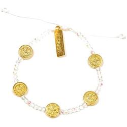 My Saint My Hero Gratitude Blessing Bracelet - Gold-Tone with Clear Crystal