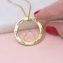 MyNameNecklace Personalized Circle of Love Family Necklace with Heart Inside Precious Metal Silver 925 - Engrave Any Name -Valentines Day Jewelry Gift for Her- Mom-Wife