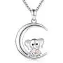 Sterling Silver Lucky Elephant Necklace S925 Cute Baby Animals Pendant Moon Jewelry Gifts for Girls Daughter Teen Sterling Silver Lucky Elephant Necklace S925 Cute Baby Animals Pendant Moon Jewelry Gifts for Girls Daughter Teen