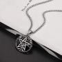 U7 Pentagram Necklace Stainless Steel Chain Ancient Talisman Amulet Symbol Jewelry Magic Power Pentacle Pendant for Men Women, Custom Engravable