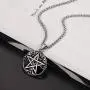 U7 Pentagram Necklace Stainless Steel Chain Ancient Talisman Amulet Symbol Jewelry Magic Power Pentacle Pendant for Men Women, Custom Engravable