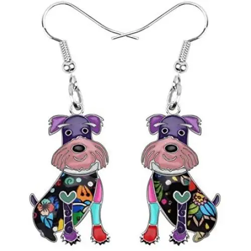 DUOWEI Zinc Alloy Cute Schnauzer Dog Earrings Charms Floral Dog Dangle Drop Jewelry Gifts for Women Girls Teens DUOWEI Zinc Alloy Cute Schnauzer Dog Earrings Charms Floral Dog Dangle Drop Jewelry Gifts for Women Girls Teens
