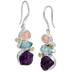 Silpada Prismatic Natural Mixed Stone Drop Earrings in Sterling Silver