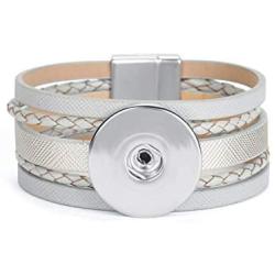 Ginger Snaps Glisten Bracelet (Statement Charm 30mm) | Adjustable, Interchangeable & Adjustable Snap Jewelry Collection | Button Charms for Necklaces, Bracelets & Rings | SN70-02