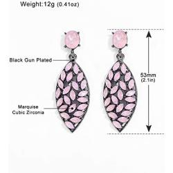 mecresh Pink Vintage Dangle Earrings Marquise Cubic Zirconia Leaf Hollow Drop Earrings for Women Girl…