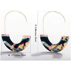 SMALLLOVE Acrylic Earrings Set for Women Girls, Leopard U Shape Geometric Resin Hoop Lightweight Bohemian Statement Mottled Drop Dangle Studs Earrings