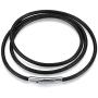 jonline24h Mens Womens Black Leather Cord Necklace Rope Chain with Stainless Steel Clasp 3mm 16-30 inch