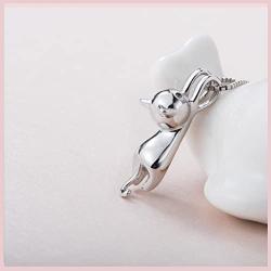 Meow Star Sterling Silver Moon Cat Necklace Cat Pendant Charm Necklaces for Women Cat Lovers