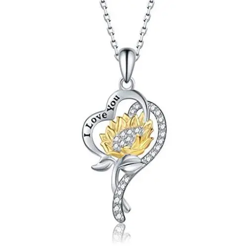 Sunflower Necklace Anklet bracelet Earrings Ring - S925 Sterling Silver Jewelry Heart Pendant For Women Girls You Are My Sunshine Sunflower Necklace Anklet bracelet Earrings Ring - S925 Sterling Silver Jewelry Heart Pendant For Women Girls You Are My Sunshine