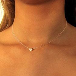Tewiky Tiny Initial Heart Choker Necklaces Alphabet Letter Boys Necklaces 18k Gold Plated Cute Monogram Name Dainty Necklaces for Women Girls