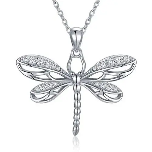 925 Sterling Silver Dragonfly Necklace Dragonfly Gifts for Women Lover Girls Dragonfly Pendant Jewelry