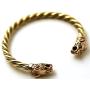 LynnAround Bronze Norse Viking Fenrir Wolf Head Twisted Cable Bangle Cuff Bracelet Arm Ring Pagan Jewelry