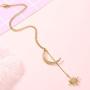 Feximzl Fashion Shiny Crystal Star Moon White Gold Color Drop Earrings Jewelry for Women Earring Jackets