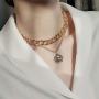 LILIE&WHITE Gold Coin Necklace for Women Fashion Curb Chain Necklaces Chunky Chain Choker Necklaces Jewelry Gift