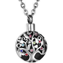 COCO Park Life Tree Stainless Steel Ash Memorial Necklace Urn Pendant Keepsake Cremation Jewelry