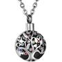 COCO Park Life Tree Stainless Steel Ash Memorial Necklace Urn Pendant Keepsake Cremation Jewelry