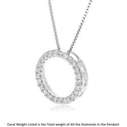 La Joya 1/6-1/2 Carat Total Weight (ctw) Lab Grown Diamond Circle of Love Necklace Collection - White Rhodium Plated .925 Sterling Silver With Adjustable Chain - GH Color SI Clarity