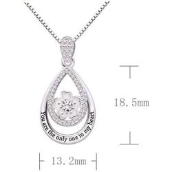 ALOV Jewelry Sterling Silver''You are the only one in my heart'' Cubic Zirconia Pendant Necklace