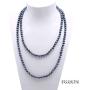JYX Pearl Long Strand Necklace 8mm White/Black Flat Round Freshwater Pearl Necklace Sweater Necklace 48''