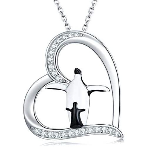 POPKIMI Mom Necklace for Women Sterling Silver Love Heart Pendant Mother and Child Necklace Birthday Gifts for Mom