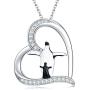 POPKIMI Mom Necklace for Women Sterling Silver Love Heart Pendant Mother and Child Necklace Birthday Gifts for Mom