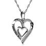 DEPHINI - Mom Necklace - 925 Sterling Silver - I Love You Mom - Heart Mum Pendant with CZ Crystals - Fine Jewellery Mothers Day Necklace - 18'' Rhodium Plated Silver Chain - A Cubic Zirconia
