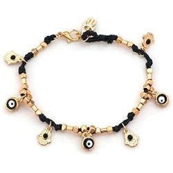 JewelryHouse Red Evil Eye Turkish Protection Macrame Jewelry Hamsa Hand Bracelet