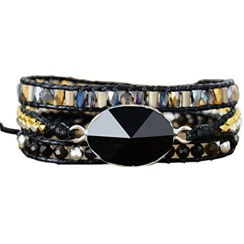 Starto Natural Stone Bracelet Jasper 3 Row Beads Wrap Wrist Statement Boho Bracelet For Women