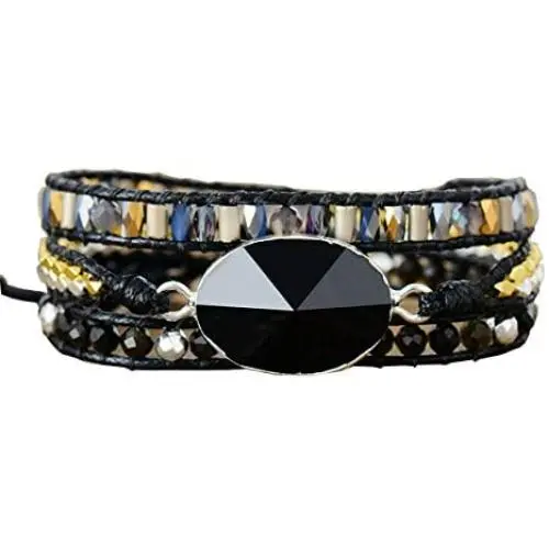 Starto Natural Stone Bracelet Jasper 3 Row Beads Wrap Wrist Statement Boho Bracelet For Women