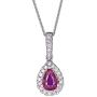 Gin & Grace 10K White Gold Natural Diamond (I1,I2) & Pear Cut Genuine Ruby Pendant for Women