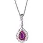 Gin & Grace 10K White Gold Natural Diamond (I1,I2) & Pear Cut Genuine Ruby Pendant for Women Gin & Grace 10K White Gold Natural Diamond (I1,I2) & Pear Cut Genuine Ruby Pendant for Women