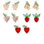 5 Pairs Tropical Fruit Crystal Earrings Set Cute Rhinestone Cherry Grape Personality Statement Earrings for Holiday Party Girls Women Summer Jewelry Gifts