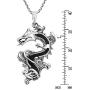 Legendary Chinese Dragon Simulated Black Onyx Inlay .925 Sterling Silver Pendant Necklace