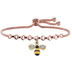 FUSTMW Crystal Bumblebee Pendant Necklace Infinity Love Charm Flying Honeybee Insect Jewelry Gifts (fts 3-8inch Wrist bee Bracelet) Manufacturer:  FUSTYLE