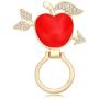 PANGRUI Delicate Crystal Rhinestone Red Apple with Arrow Magnet Brooch Magnetic Eyeglass Holder