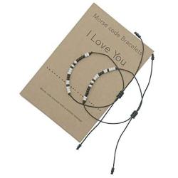Zling I Love You Morse Code Bracelet Couples Matching Bracelets for Him and Her Boyfriend and Girlfriend Mother and Daughter Set of 2 Bracelets