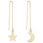 TUSHUO Simple Dangle Style Moon Star Earrings Irregular Moon Star Line Threader Drop Earrings (Gold)