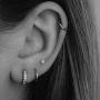 Small Sterling Silver Hoop Earrings for Women Men Girls, 4 Pairs Tiny Cubic Zirconia Huggie Earrings Set | Mini Hypoallergenic Cartilage CZ Tragus Helix Piercing Earrings 8mm 10mm 12mm