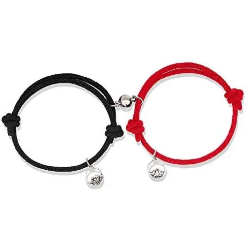 Alonzo Magnetic Couples Bracelets Mutual Attraction Relationship Matching Friendship Rope Bracelet Set Gift for Family Boyfriend Girlfriend Him Her BFF Best Friends