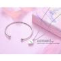 YinShan Easter Gifts Women Cremation Jewelry 925 Sterling Silver Memorial Ashes Keepsake Urn Bangle Bracelet with Heart Drop Pendant Engraved in My Heart Forever