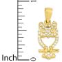 10k Real Solid Gold Owl Pendant Set with Cubic Zirconia Stones, Graduation Gift Charm for Knowledge and Good Luck