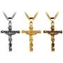 UM Jewelry Catholic Jesus Christ on INRI Cross Pendant Stainless Steel Crucifix Necklace 55cm Chain