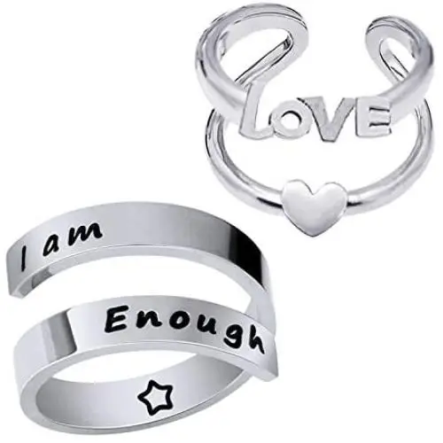 CHARM ONLINE Silver Hidden Message Keep Going Ring Stainless Steel Engraving Size Adjustable Personality Encouragement Inspirational Ring for Women Men Girls CHARM ONLINE Silver Hidden Message Keep Going Ring Stainless Steel Engraving Size Adjustable Personality Encouragement Inspirational Ring for Women Men Girls