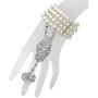 BABEYOND 1920s Flapper Headband and Gatsby Bracelet Adjustable Ring Set Great Gatsby Inspired Leaf Simulated 1920s Jewelry Set Silver-Tone
