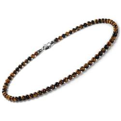 WESTMIAJW Tiger Eye Beads Beaded Necklace Chain for Men,Natural Gemstone Healing Crystal Jewelry 50/60/70cm