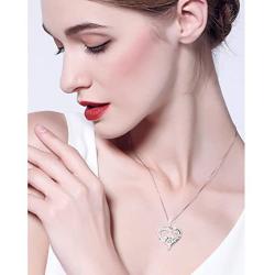 S925 Sterling Silver Lucky Elephant Love Heart Necklace for Women Daughter Girlfriend