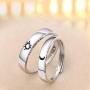 Beydodo 925 Sterling Silver Rings Engagement Couple Rings Sun and Moon 2In1 I Love You Rings Adjustable Custom