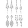 FIBO STEEL 4 Pairs CZ Dangle Wedding Earrings for Women Crystal Pearl Wedding Bridal Multiple Teardrop Long Ear Jewelry